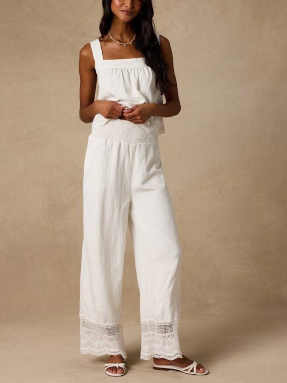 Lulus Parisa White Cotton Crochet Lace Wide-leg Pants - Size M
